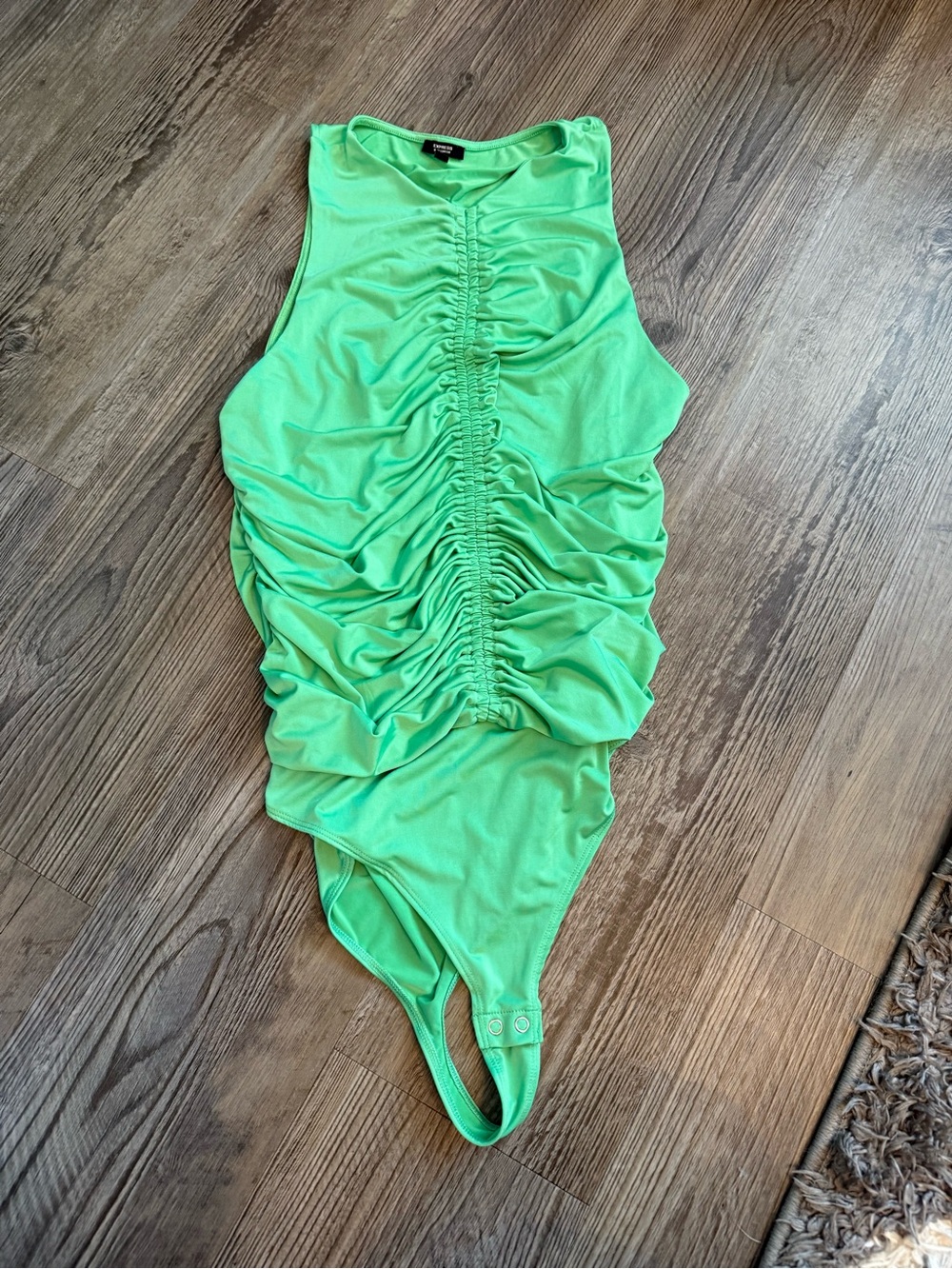 Express Neon Green Ruched Bodysuit